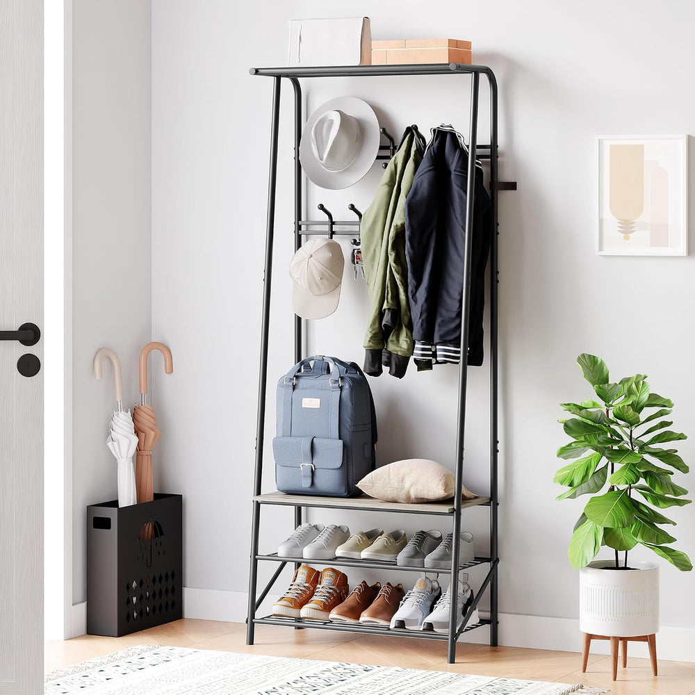 GarveeHome Coat Rack, Hall Tree with Bench and Shoe Storage, Entryway Bench w...