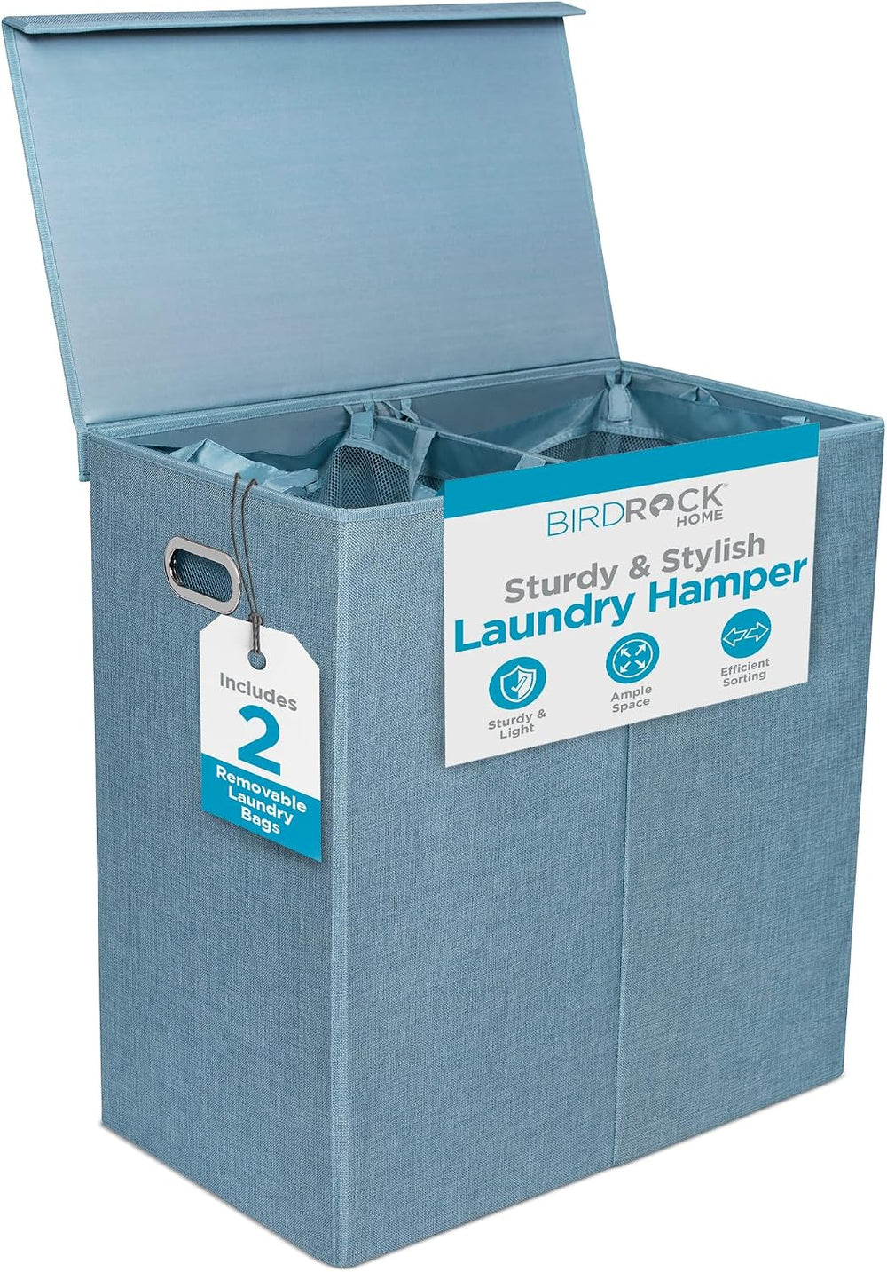 BIRDROCK HOME Laundry Hamper with Lid | Removable Bags for Sorting Clothes | ...