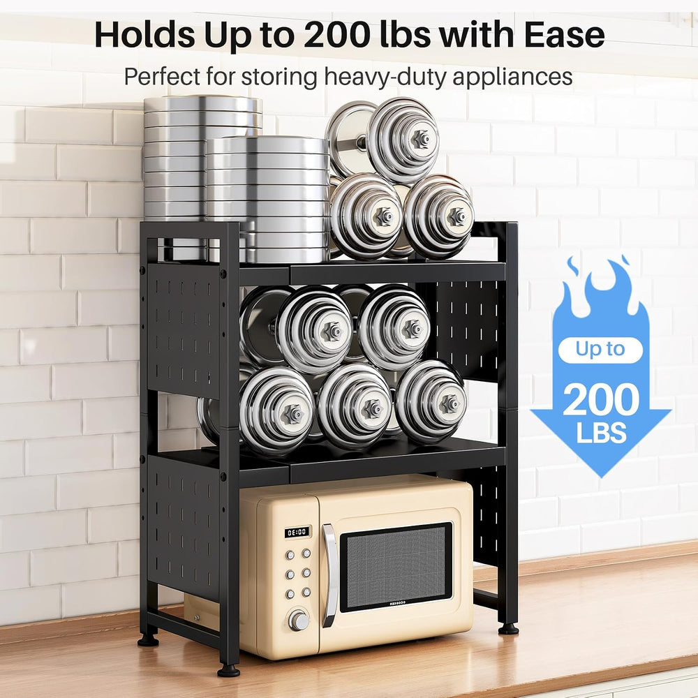 Expandable Microwave Stand, Heavy Duty 3-Tier Adjustable Microwave Oven Rack ...