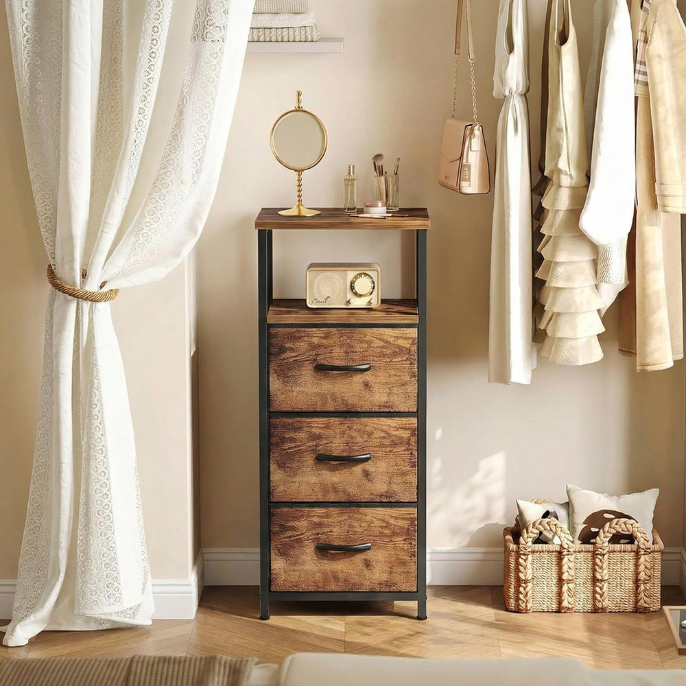 4-Tier Narrow Bathroom Floor Cabinet with Fabric Drawer