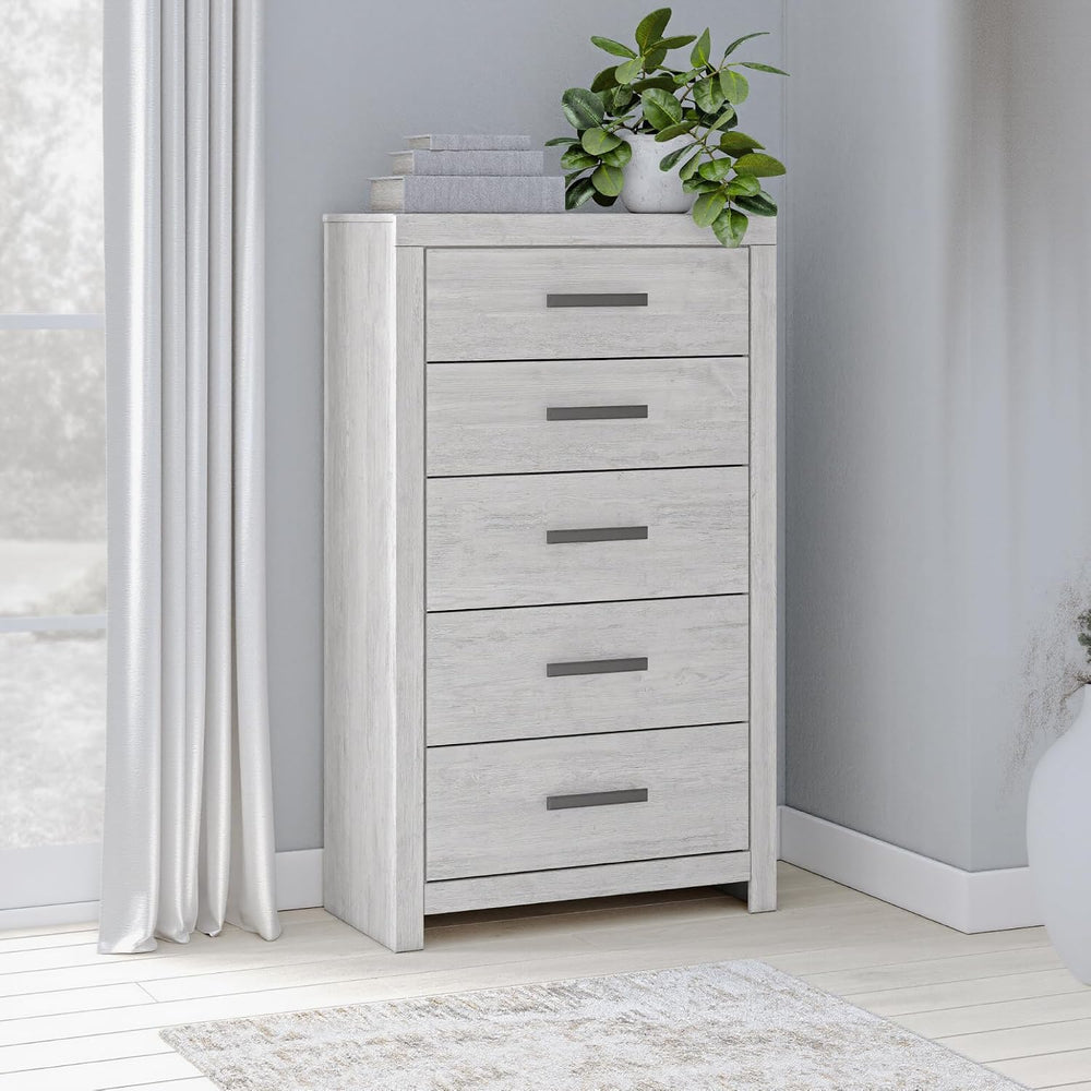 Signature Design by Ashley Cayboni Vintage 5 Drawer Wide Chest with Safety St...