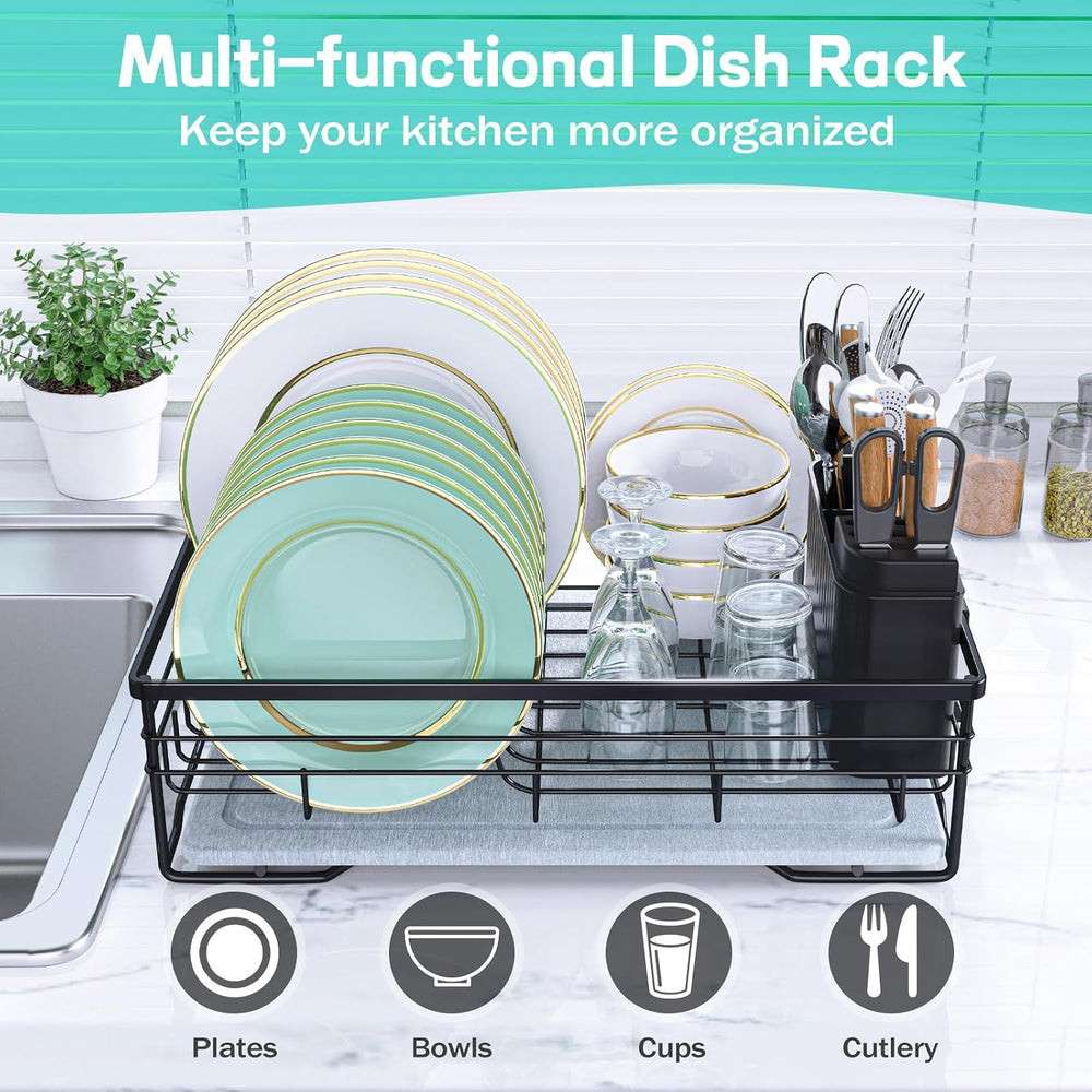 VABNEER Dish Drying Rack with Stone Drying Mat, Quick-Drying/Stainless/Super ...