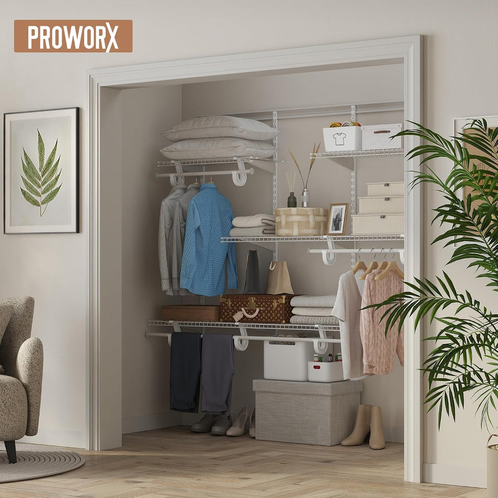 4-6 Ft Closet Organizer System, Adjustable Metal Wire White Closet System, Ex...