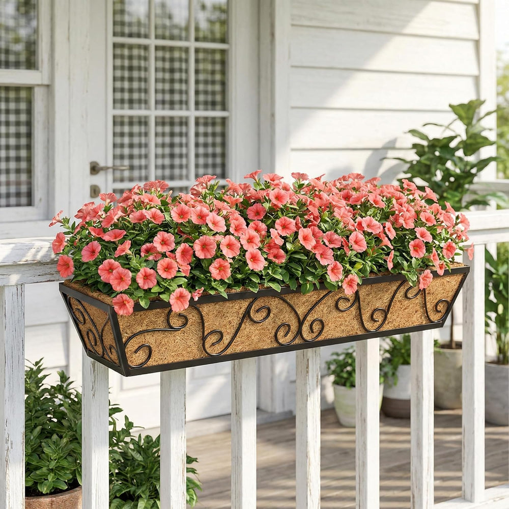 Y&M 30 Inch Butterfly Window Box Planter. Railing Planters for Outdoor Pl...