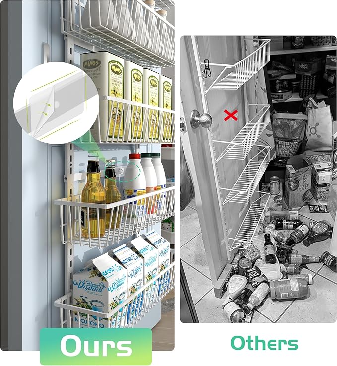 White 12 Inch Wide Narrow Over The Door Pantry Organizer, Pantry Organization