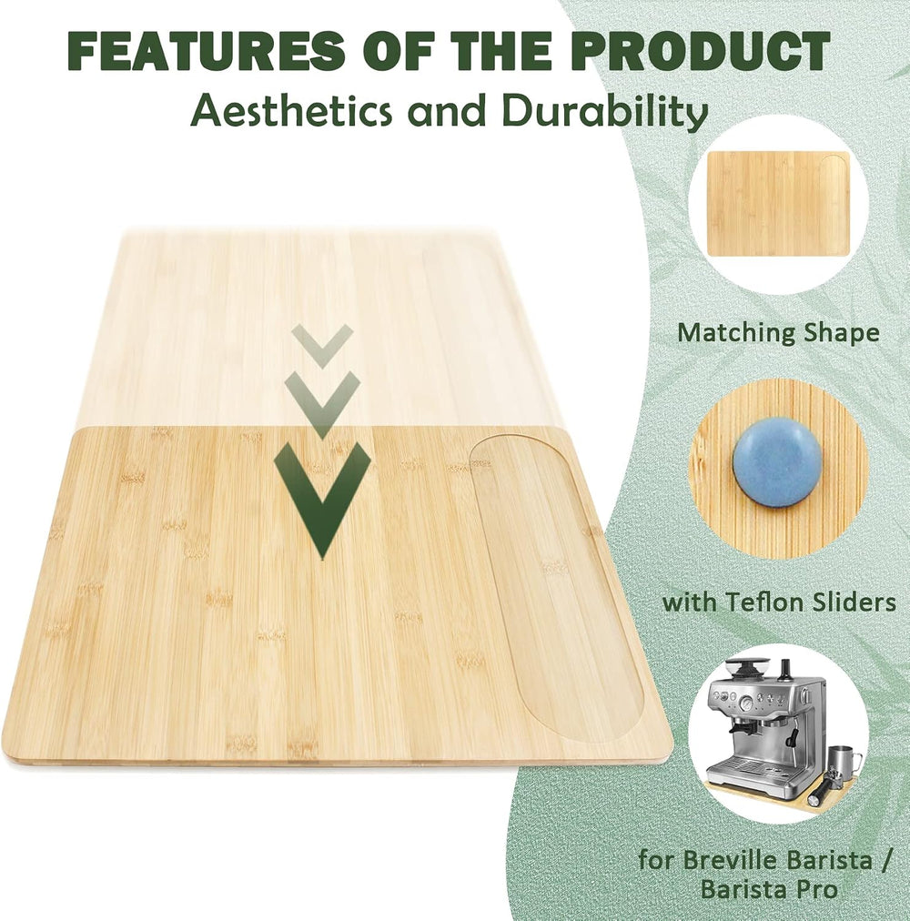 UPGRADED Oversize Bamboo Appliance Slider fit for Breville Barista Espresso M...