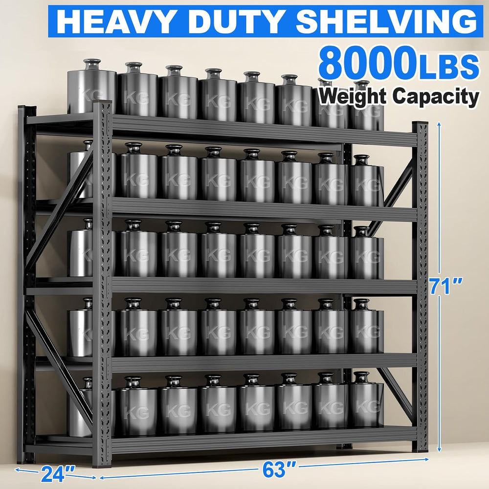 JBLCC 8000LBS Garage Shelving Heavy Duty 63" W Storage Shelves 5-Tier Ad...