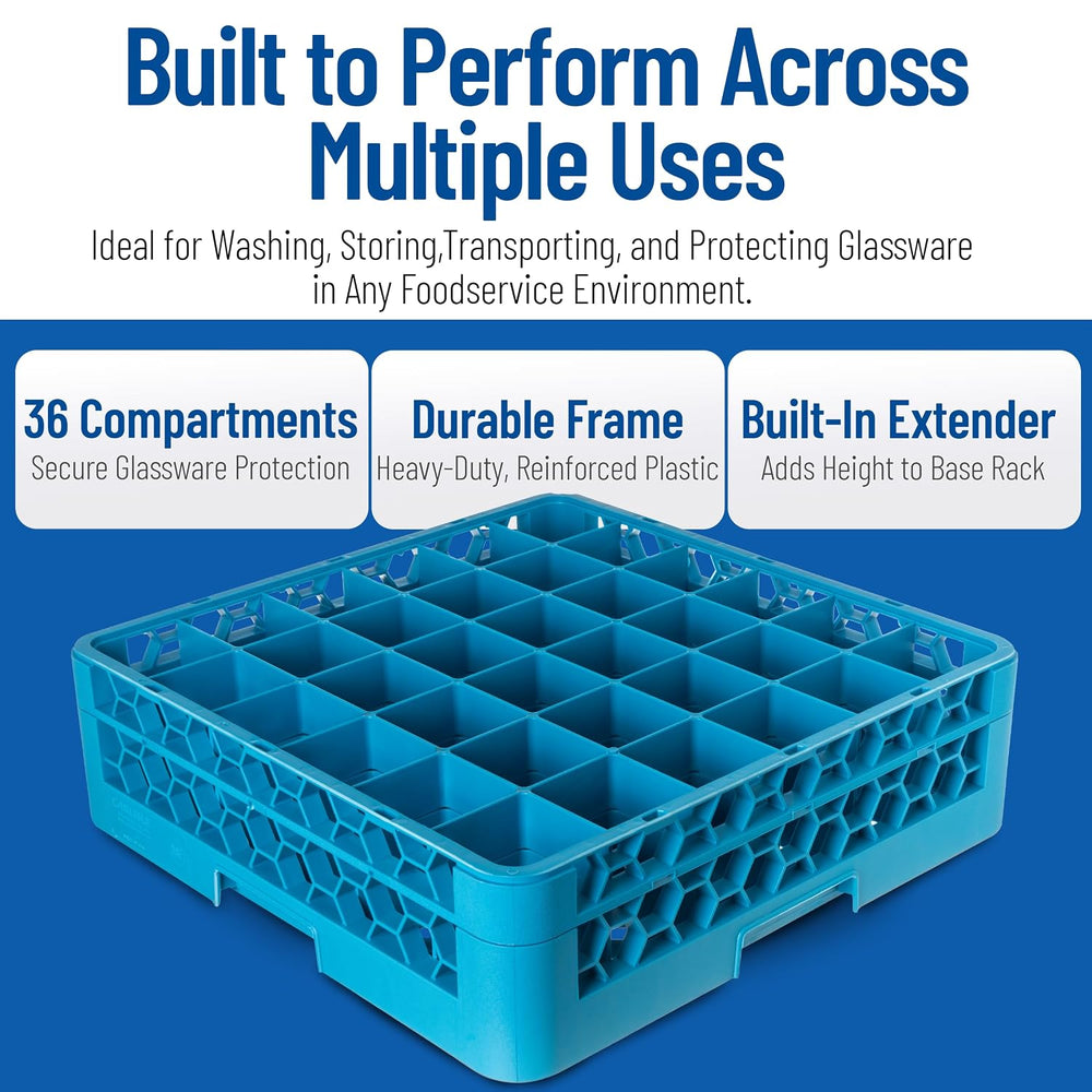 Carlisle FoodService Products 36 Compartment Glass Racks with 1 Extender - Fi...