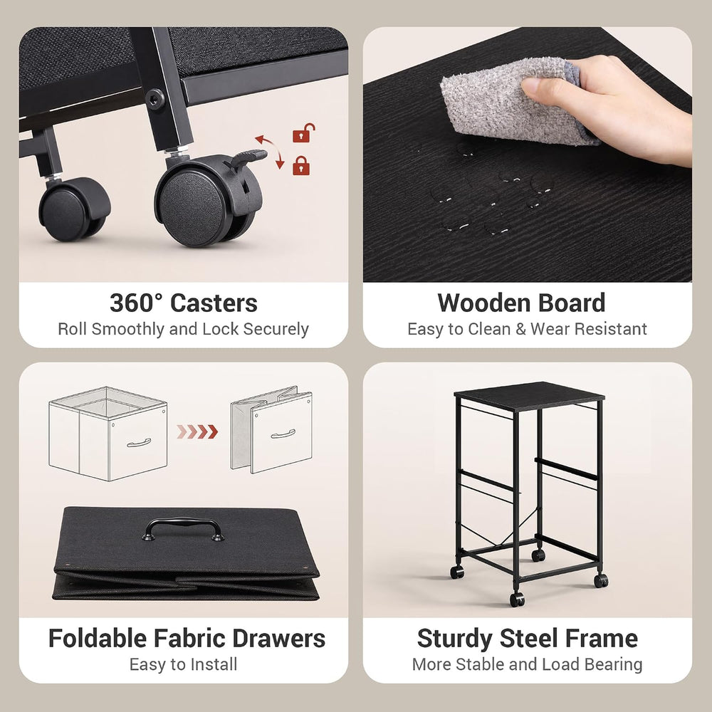 DEVAISE 2 Drawer Mobile File Cabinet, Rolling Printer Stand