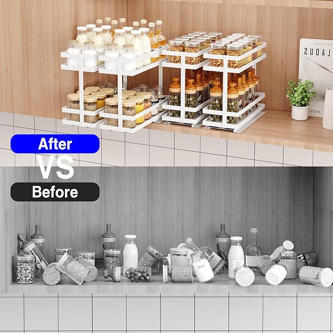 2 Pack Pull Out Spice Rack Organizer