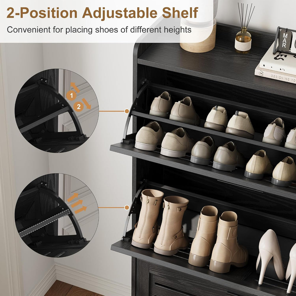 Garvee Shoe Storage Cabinet with 3 Flip Drawers, Freestanding Shoe Organizer ...