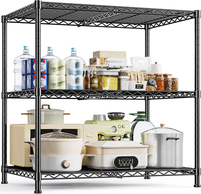 DurayLoly Adjustable 3-Tier Heavy Duty Metal Shelving, Wire Storage Rack