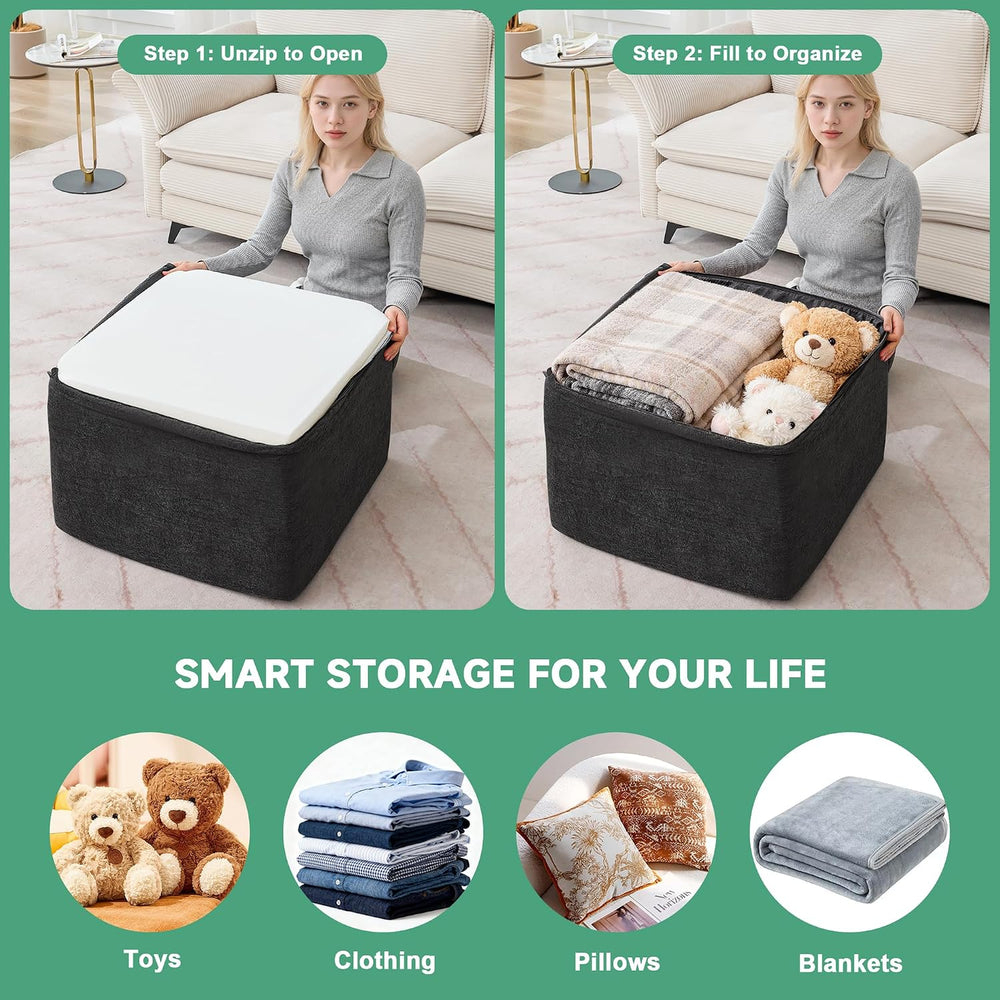 23.6'' Square Pouf Boneless Ottoman Foot Rest with High-Rebound Solid...