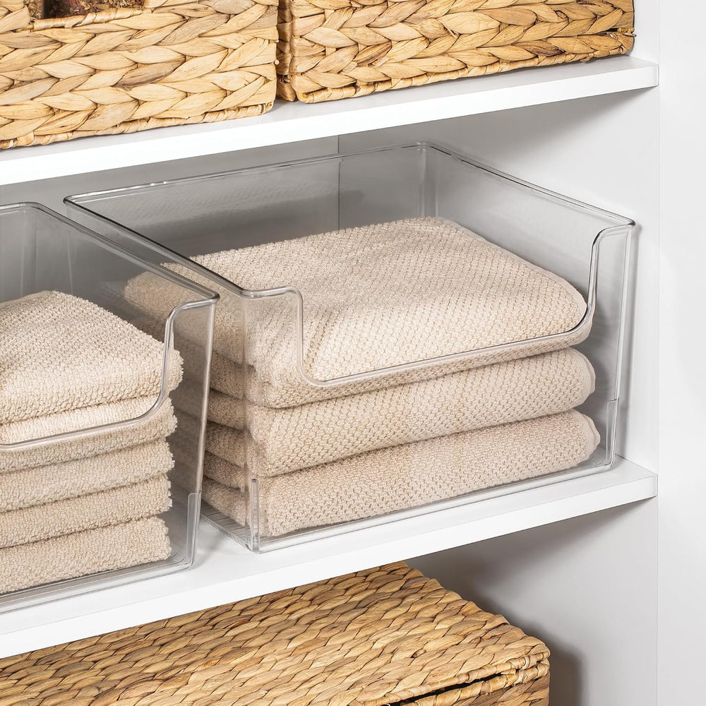 iDesign Open-Front Storage Bin, Set of 4, Clear