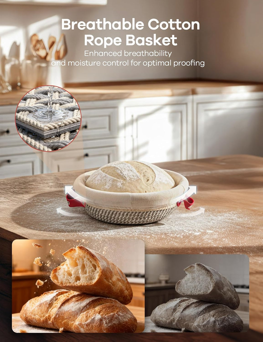 Ganiza 22-Piece Sourdough Proofing Basket Gift Set, Natural Cotton Rope