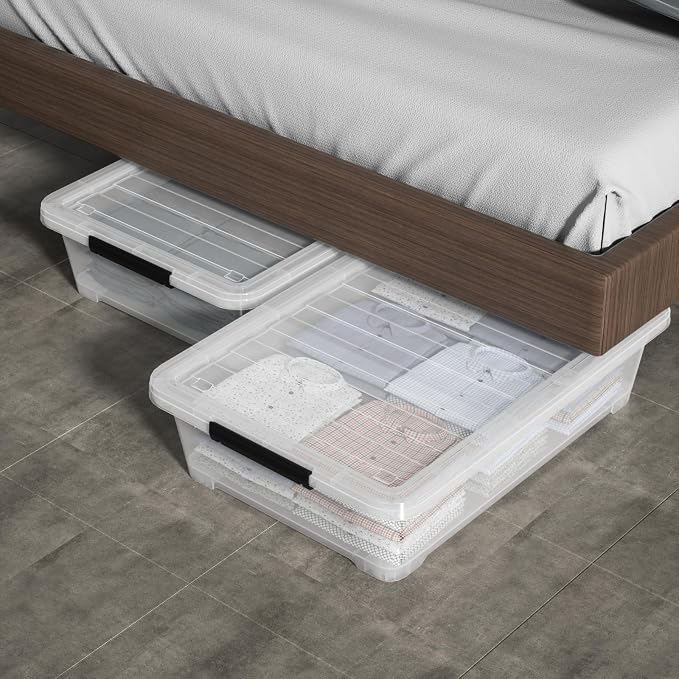Rosebloom 40 Quart Plastic Under Bed Storage Bins