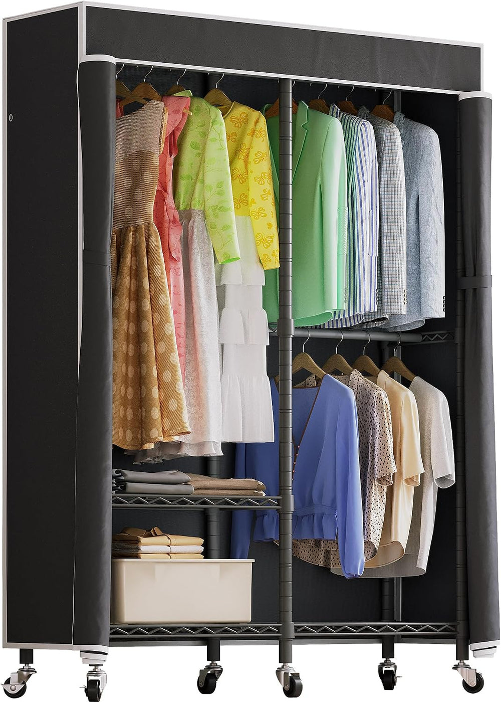 Higeego H9 Garment Rack with Cover, Heavy Duty Clothing Rack for Hanging Clot...
