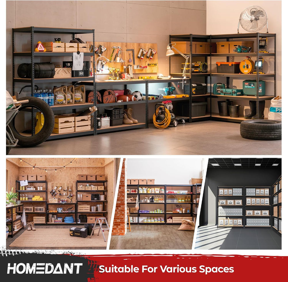 HOMEDANT Black 47.7" Deep 5 Tier Storage Shelves Garage Shelving Unit Metal