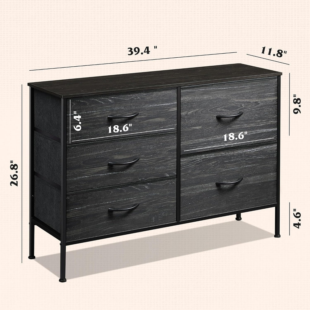 WLIVE Black Dresser for Bedroom, 5 Fabric Chest of Drawers