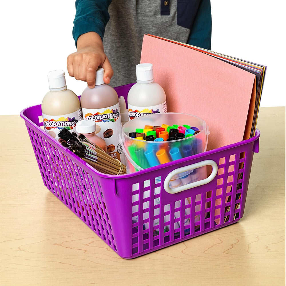 Really Good Stuff Large Plastic Storage Baskets with Handles