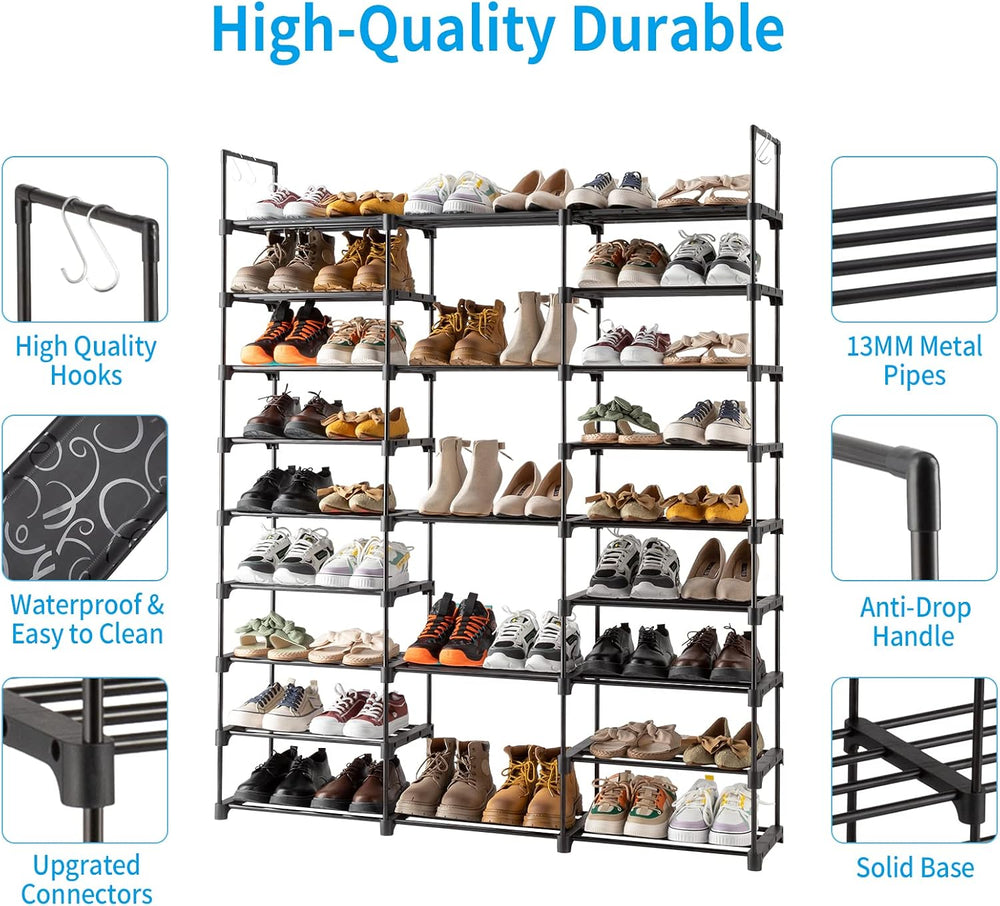 Large Shoe Rack Organizer for Entryway Closet 50-55 Pairs 9-Tier Heavy Duty T...