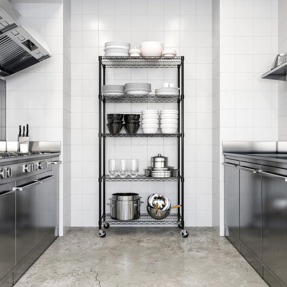 UltraDurable 5-Tier NSF Steel Wire Shelving, 36"W x 18"D x 75"...