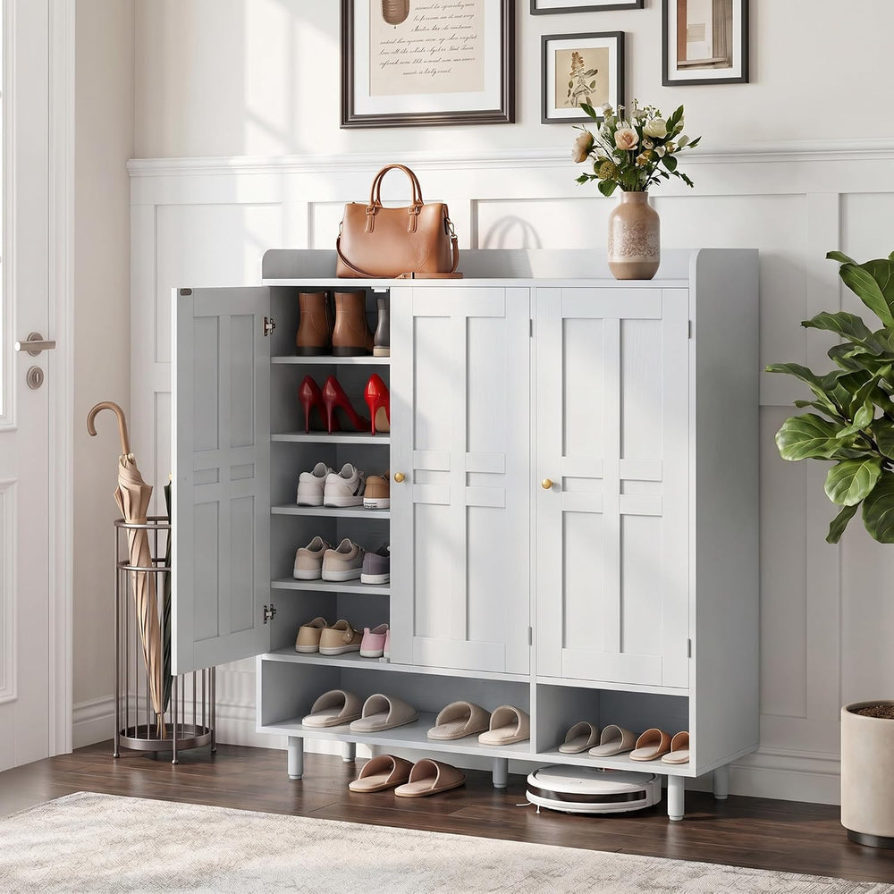 Miereirl 6-Tier 3 Doors Shoe Storage Cabinet, 45" Tall Entryway Shoe Sto...