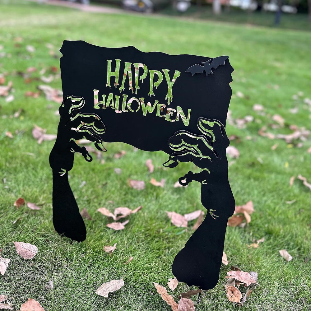 Metal Hand Happy Halloween Garden Stakes,Decorative Scary Yard Stakes