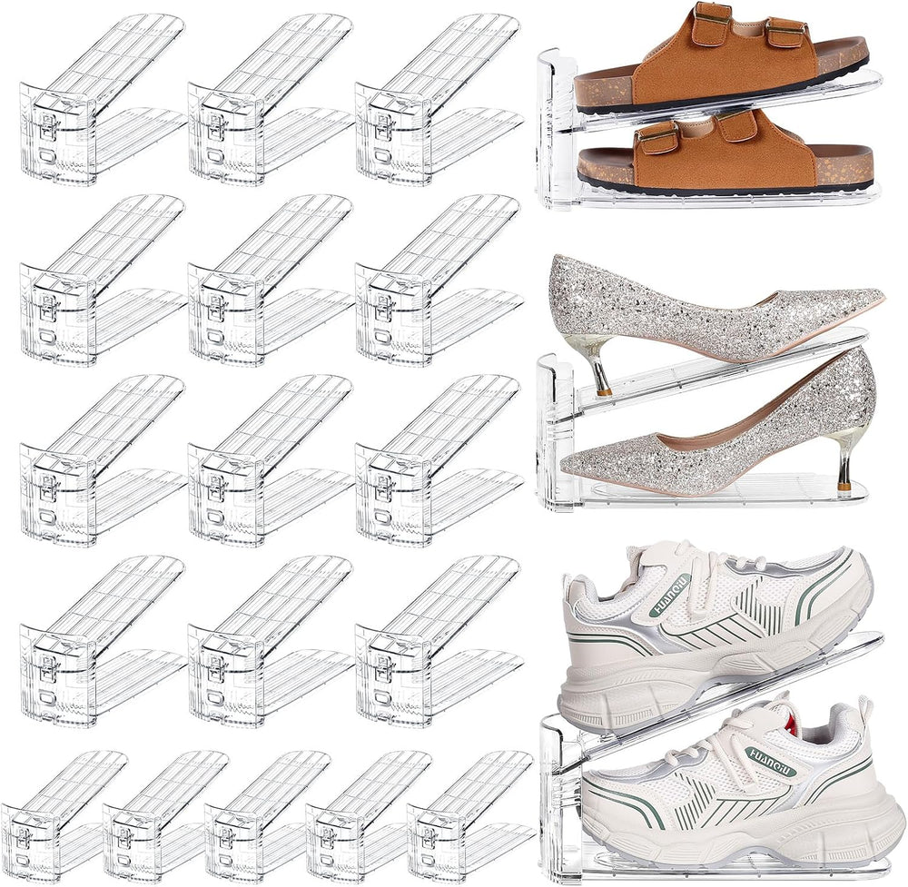 TOPNEW 20 Pack Shoe Slots Organizer Shoe Stacker Space Saver 50% (Clear)
