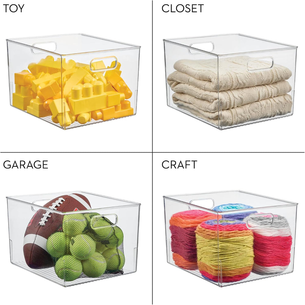 iDesign Storage Bin with Handles, Set of 2, Clear