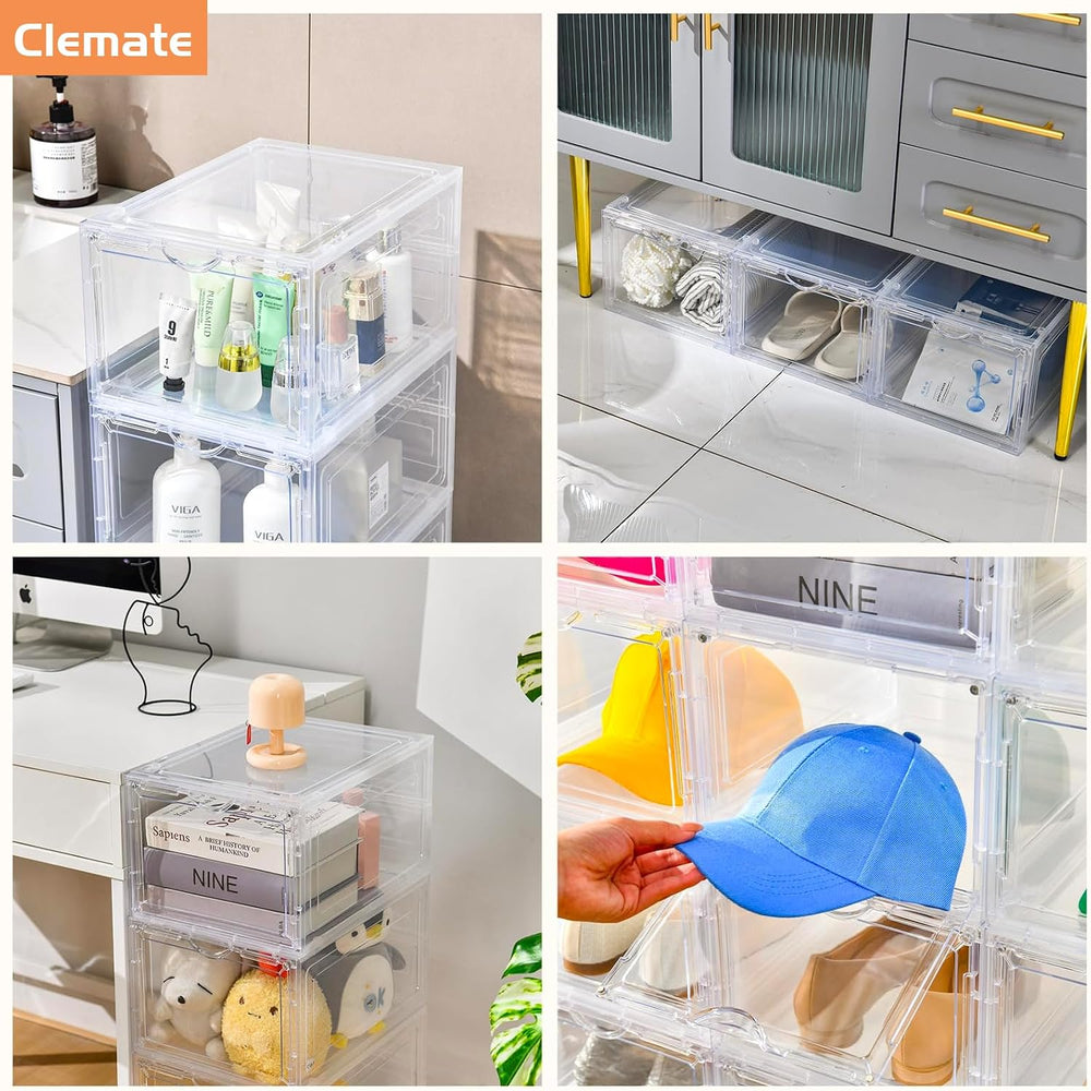 Clemate Upgraded X-Large Shoe Organizer,Shoe Storage Organizer,12 Pack,Shoe B...