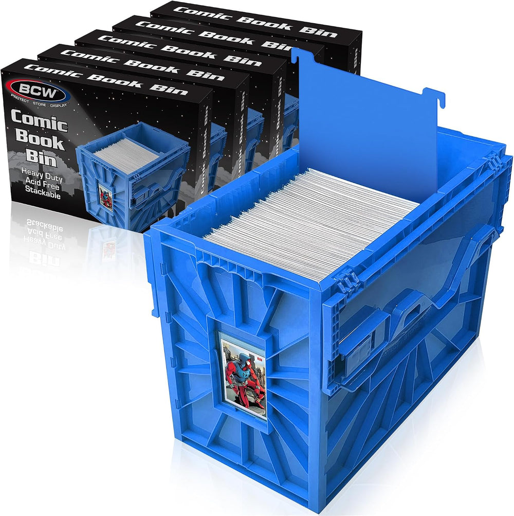 BCW Short Comic Book Bin, Holds 150 Comics Each, Blue, 5 Pack