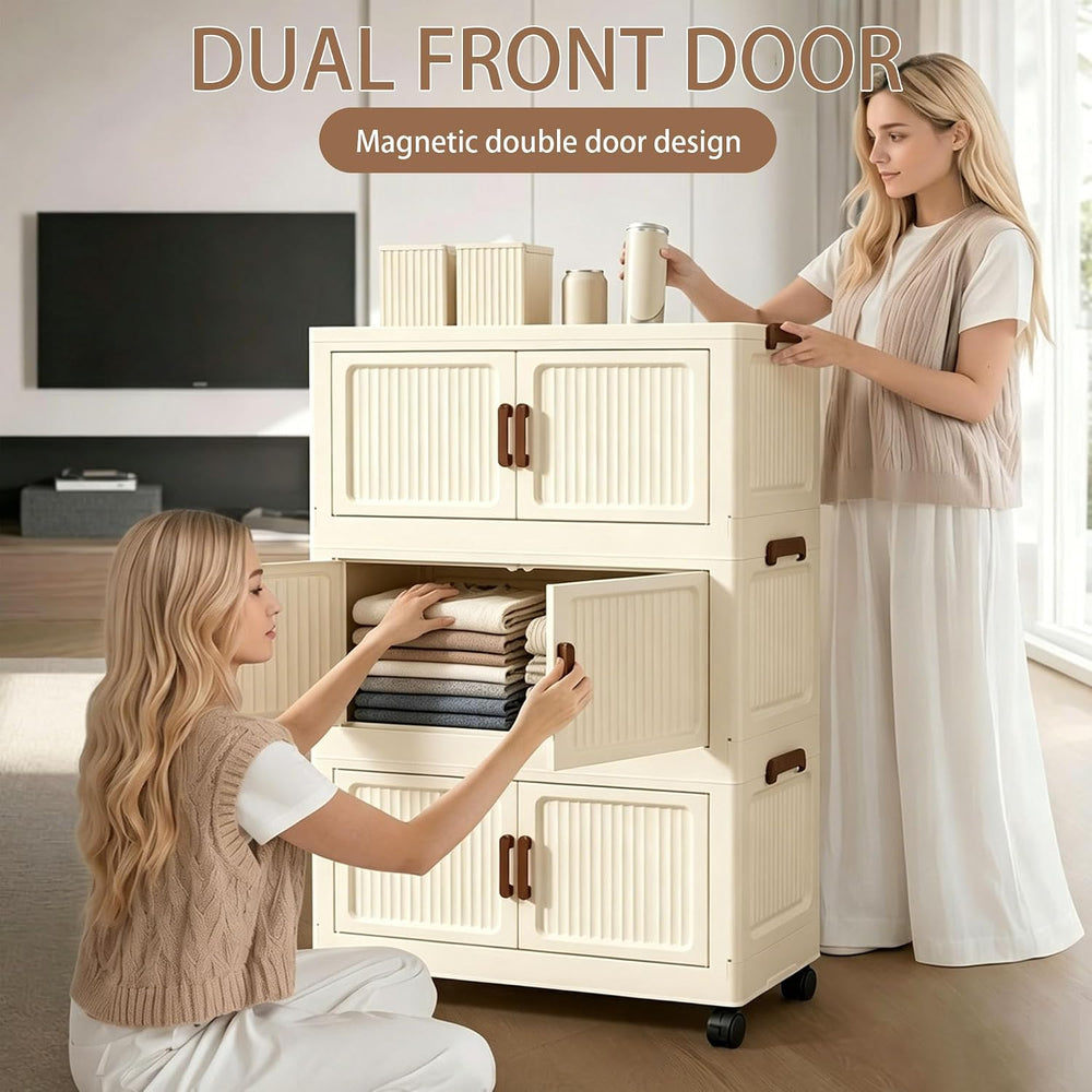 257QT Modular Stackable Storage Bins with Lids, Rolling Lidded Storage Contai...
