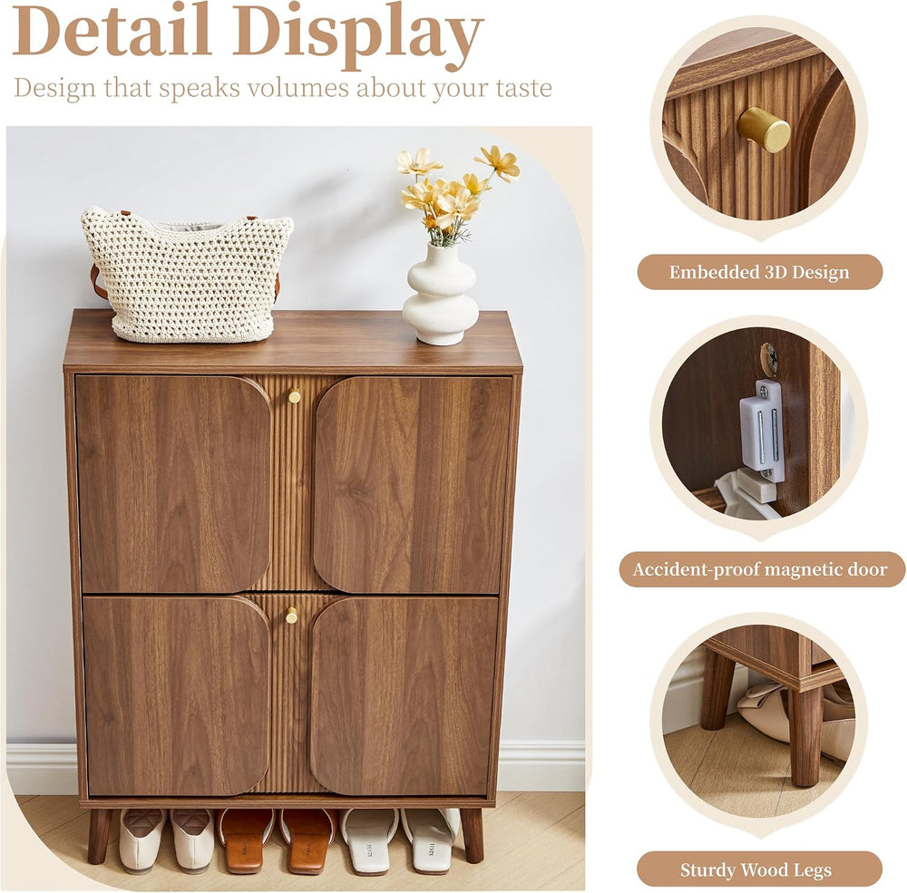 BERRYMERRY Unique 27.6" W Shoe Storage Cabinet with 2 Flip Drawers