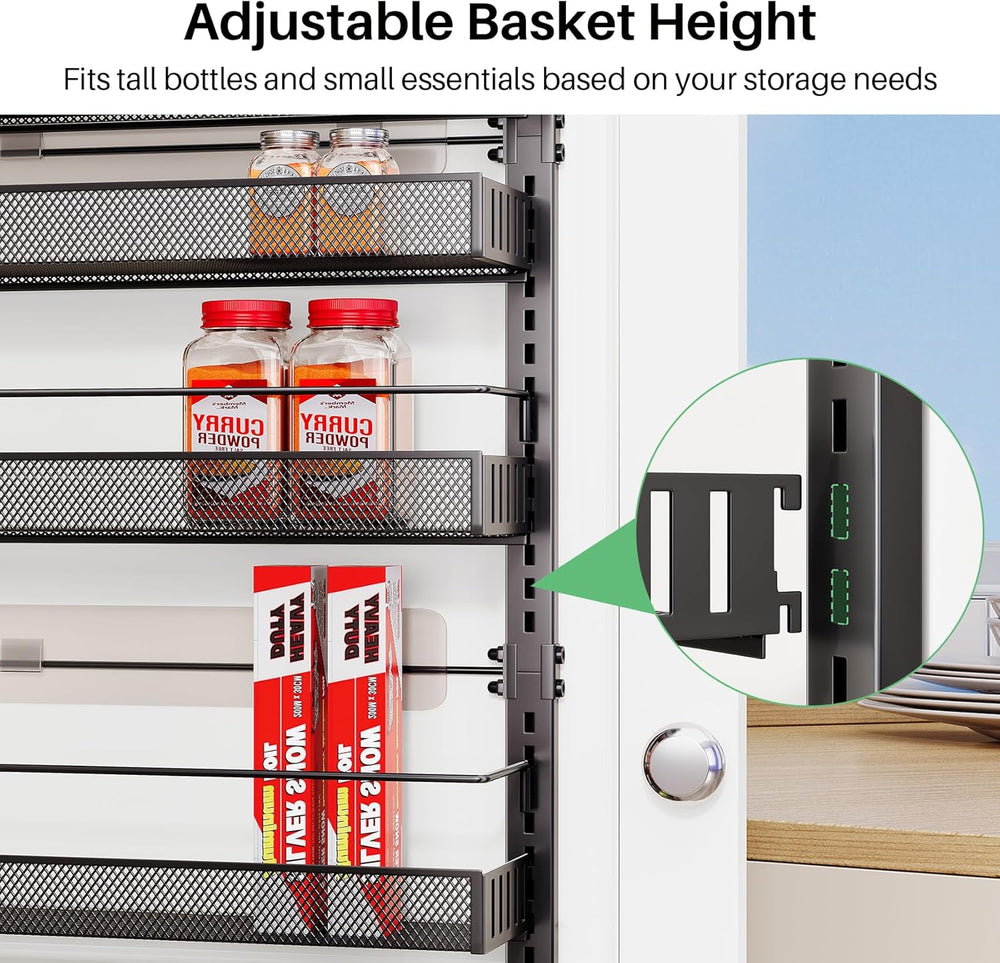 SNTD 8 Tiers Over the Door Organizer, 17" W x 6" D x 69" H, Black