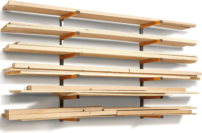 BORA Wood Rack, 6-Level Wall Mount Lumber Storage Rack for Wood Storage
