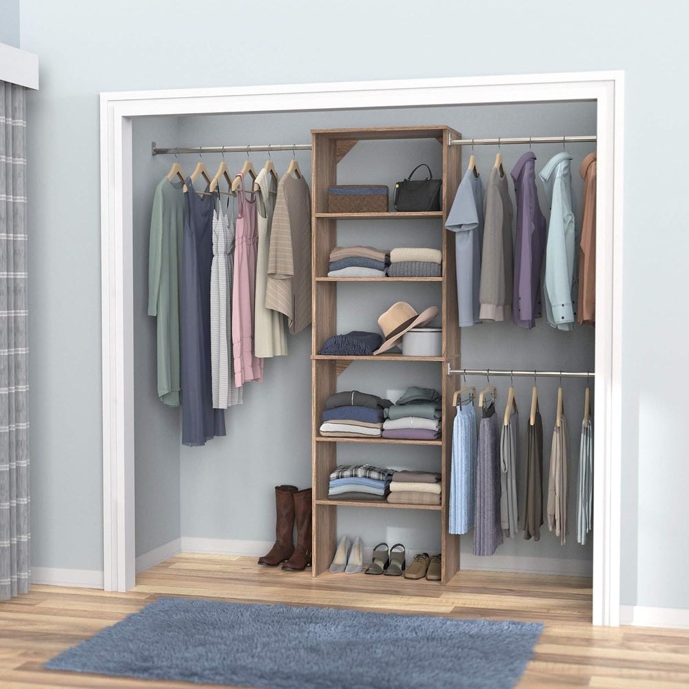 ClosetMaid SuiteSymphony Wood Closet Organizer Starter Kit with Tower and 3 H...
