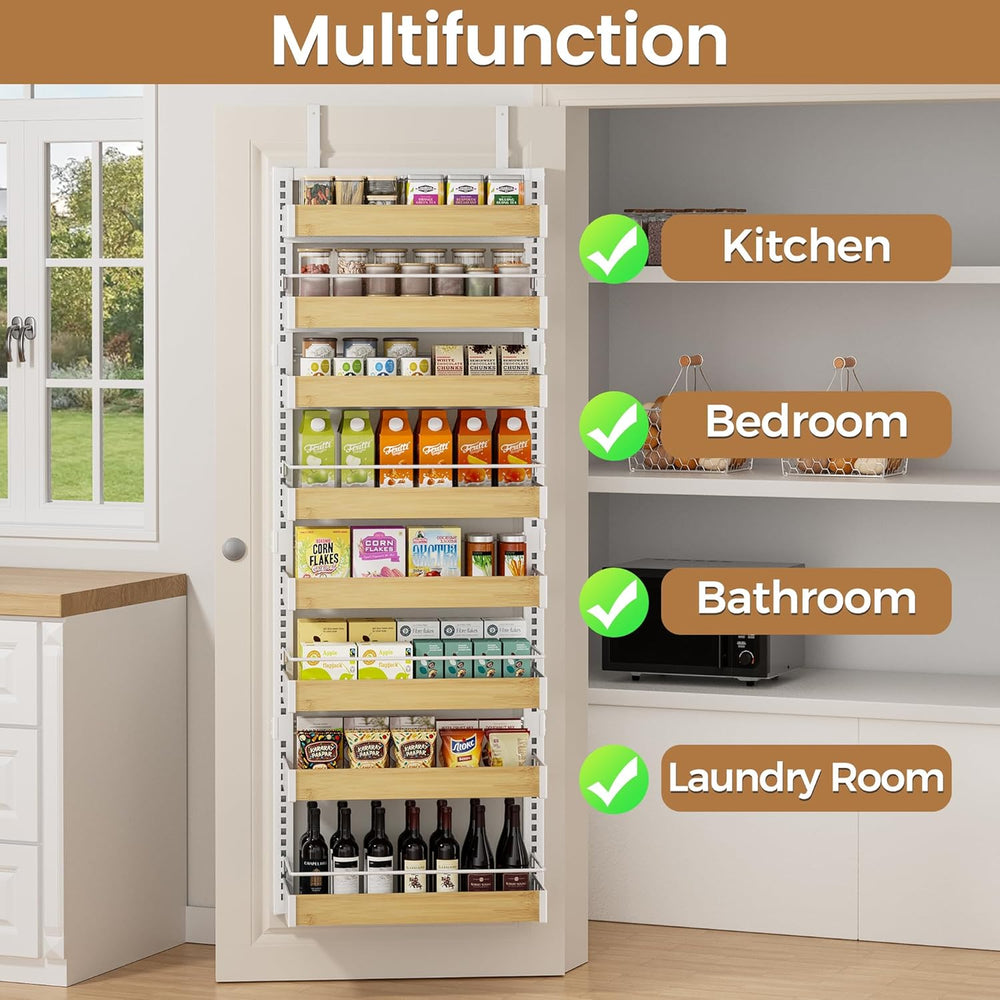 POKIPO 8 Tier Over The Door Pantry Organizer, 2 IN 1 Wall Mount or Hanging Sp...