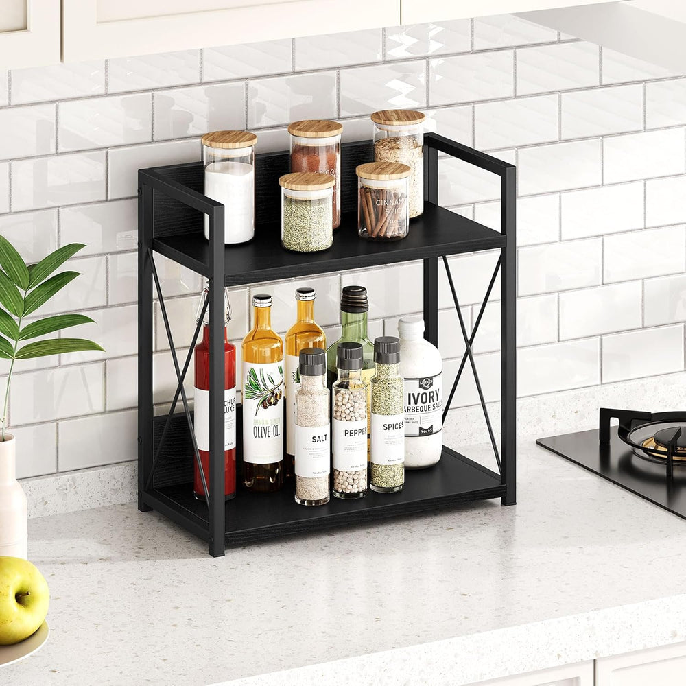 Giikin Kitchen Countertop Organizer, 2 Tier Coffee Bar Organizer, Black Spice...