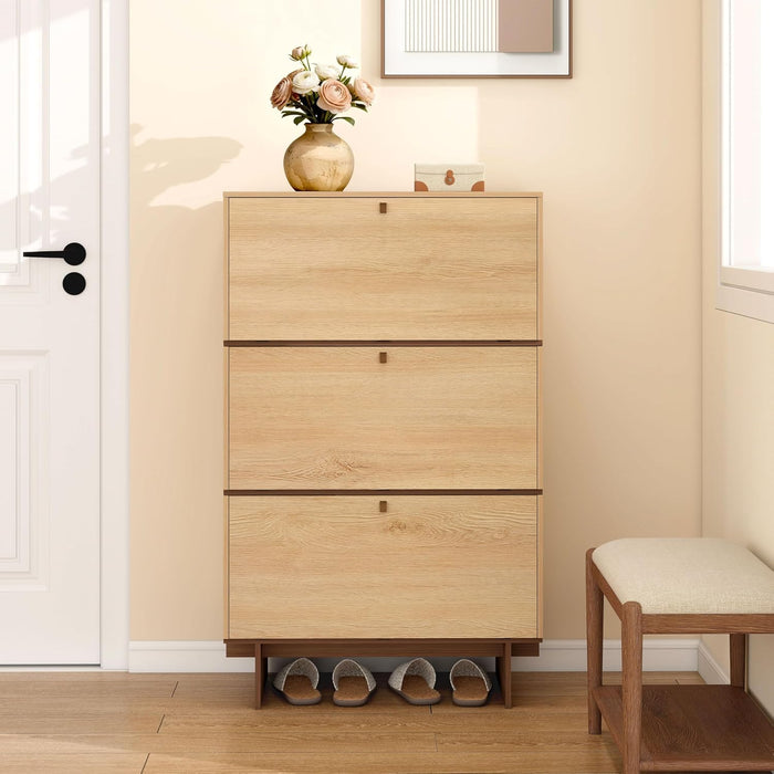 Sebastack Shoe Cabinet for Entryway, 28.6" W Natural Oak