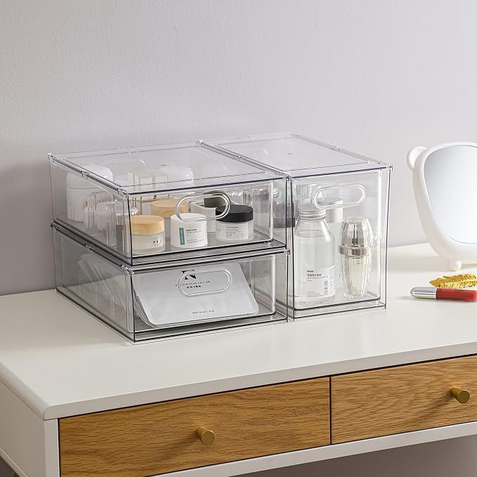 MineSign Stackable Fridge Drawer Pull-Out Bins