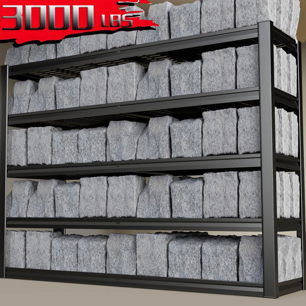 5-Tier Storage Shelves, 68" W Garage Shelving Heavy Duty Metal Adjustabl...