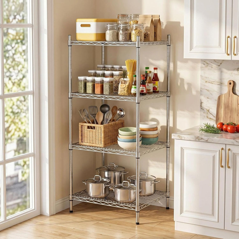 APLSS NSF 4-Tier Chrome Storage Shelves, 18"x36"x63", Dry Envi...