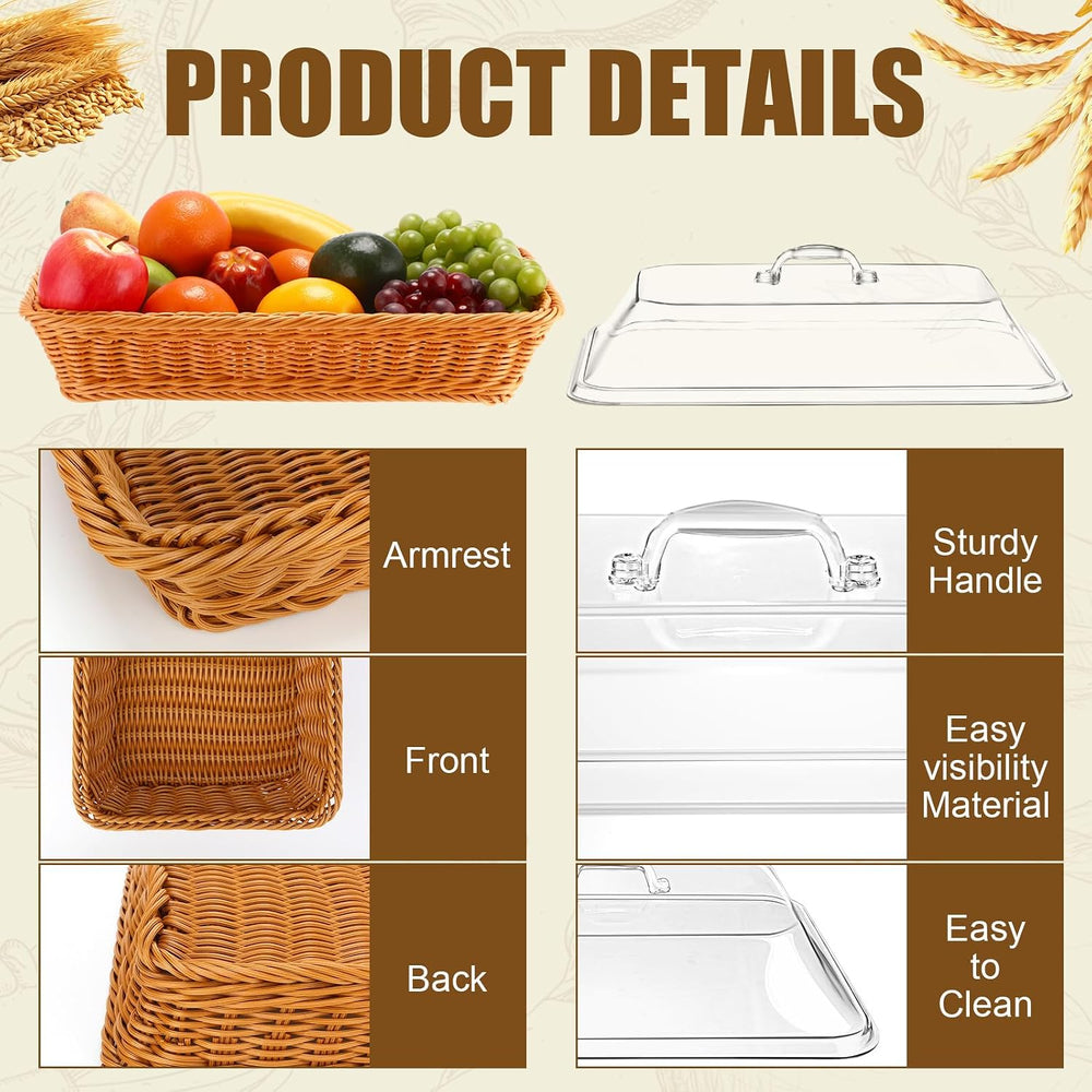Mumufy 2 Packs Bread Baskets for Serving with Lid 14.17x10.24x2.56'' ...