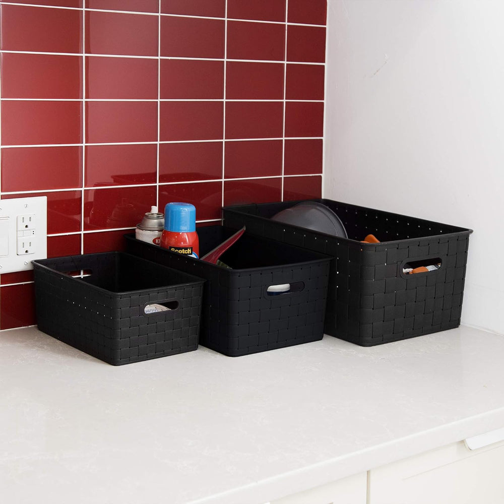 BINO | Plastic Basket, Large - Black | 3 Pack | THE STABLE COLLECTION | Multi...