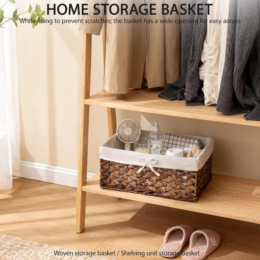 Rectangular Woven Seagrass Storage Bins with Handle,Kingwillow. (water hyacin...