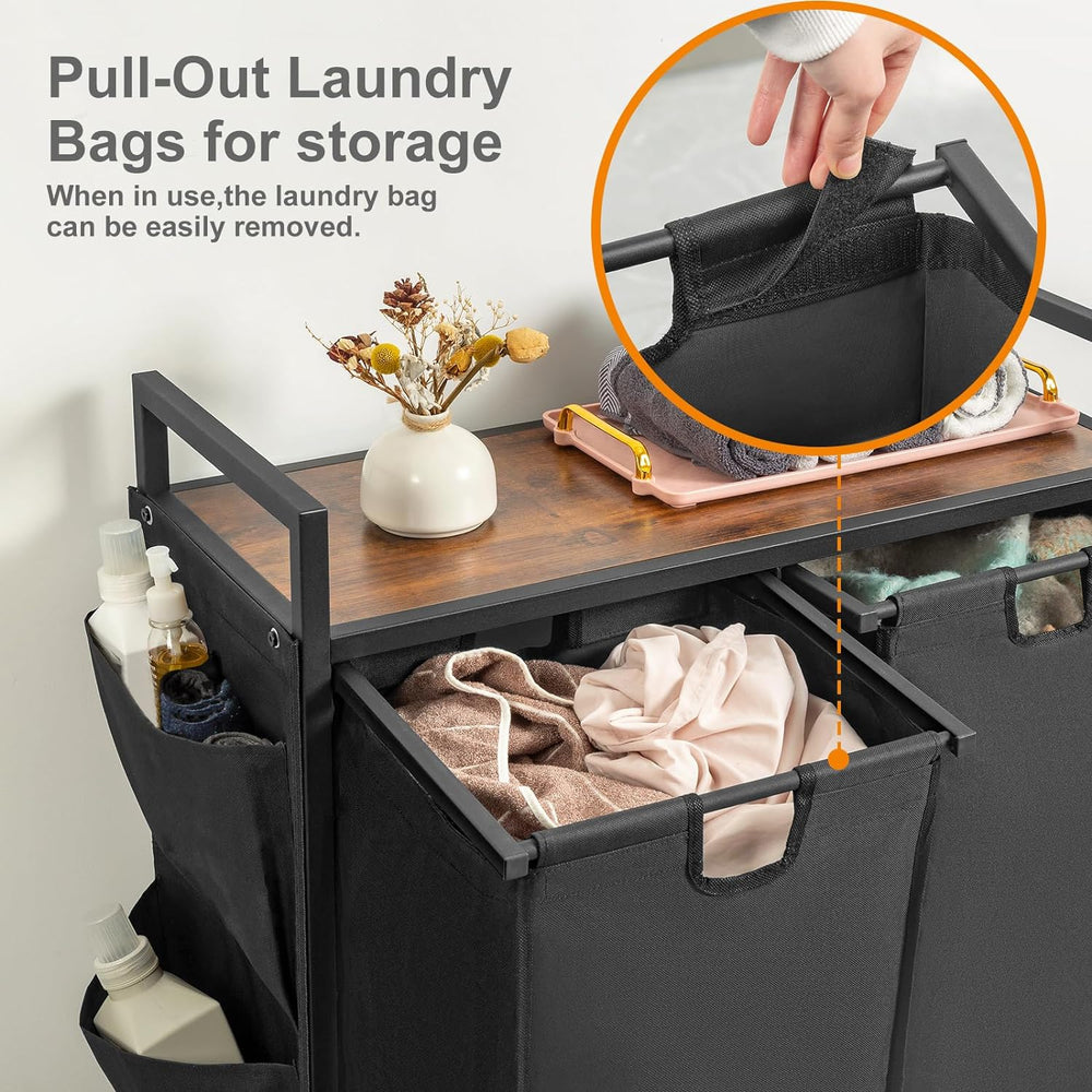 WOWLIVE Double Laundry Hamper with Wheels, Rolling Laundry Basket Organizer