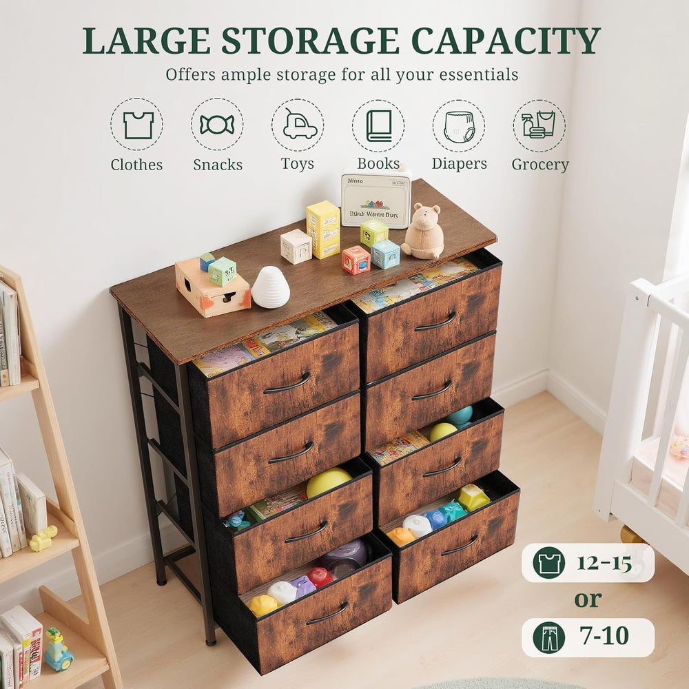 8-Drawer Dresser for Bedroom, Anti-Tip Tall Storage Organizer