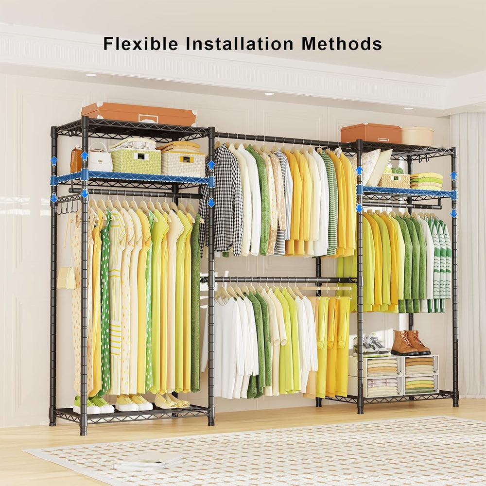 Ulif E1 Heavy Duty Closet Garment Rack, Easy to Assemble Wardrobe, Black