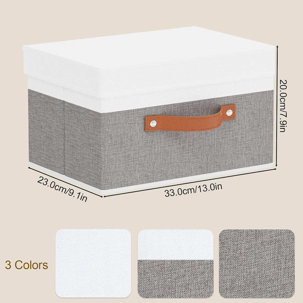 Storage Bins with Lids,White/Grey Baskets,5Pack,13x9.1x7.9In